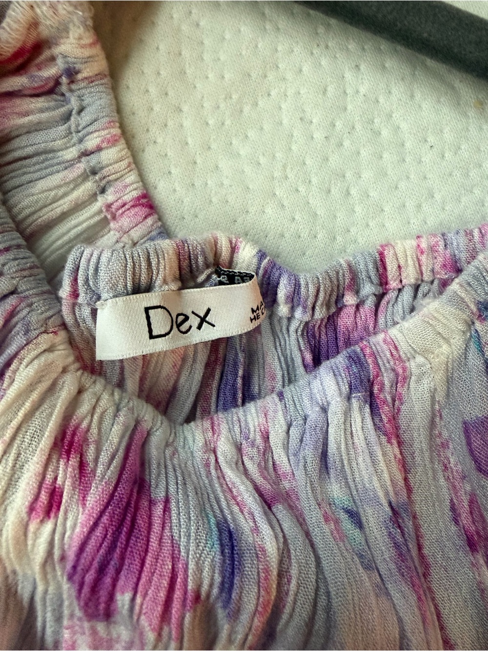 DEX Beautiful Floral Watercolor Puff Sleeve Dress - Pink & Purple,& fabric belt - Picture 4 of 5